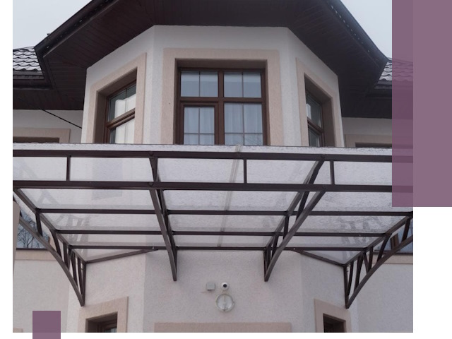 Козырьки из поликарбоната под ключ в Владимире